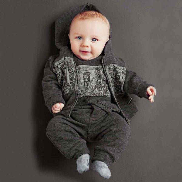 Dolce & Gabbana Baby Boys Grey Tancredi Hooded Zip-Up Sweatshirt