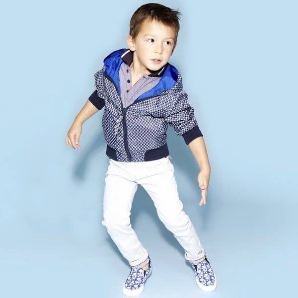 Little Marc Jacobs Boys Blue Reversible Showerproof Windbreaker Jacket