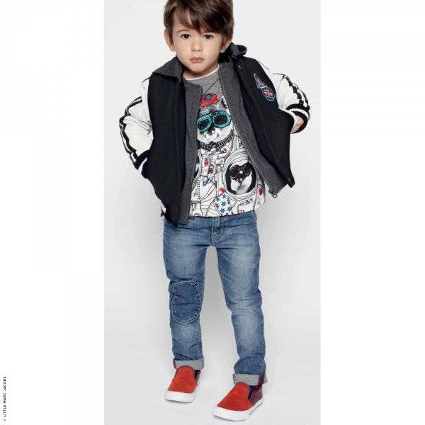 Little Marc Jacobs Boys Black & White Space Varsity Jacket