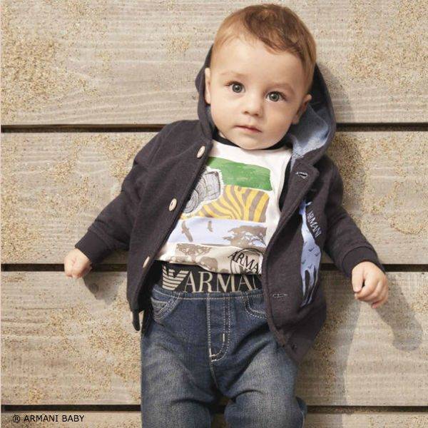 Traktat smække Himmel Armani Baby White Safari Shirt & Blue Logo Jeans