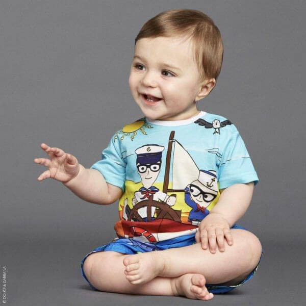 Dolce & Gabbana Baby Boy Blue DG Family Sailor T-Shirt