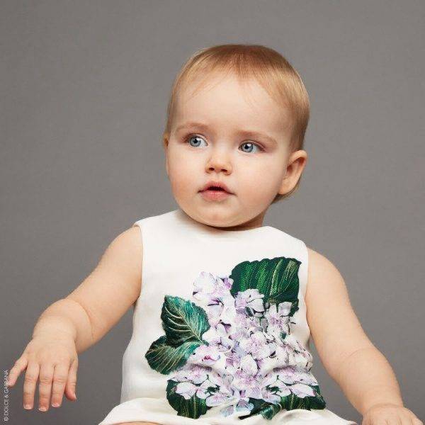 Dolce & Gabbana Baby Girls White Ortensia Flower Mini Me Dress