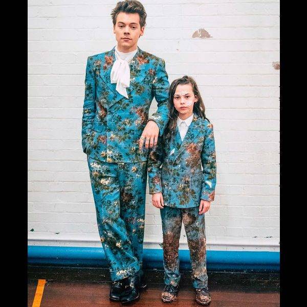 Harry Styles Beau Gadsdon Gucci Floral Double Breasted Suit