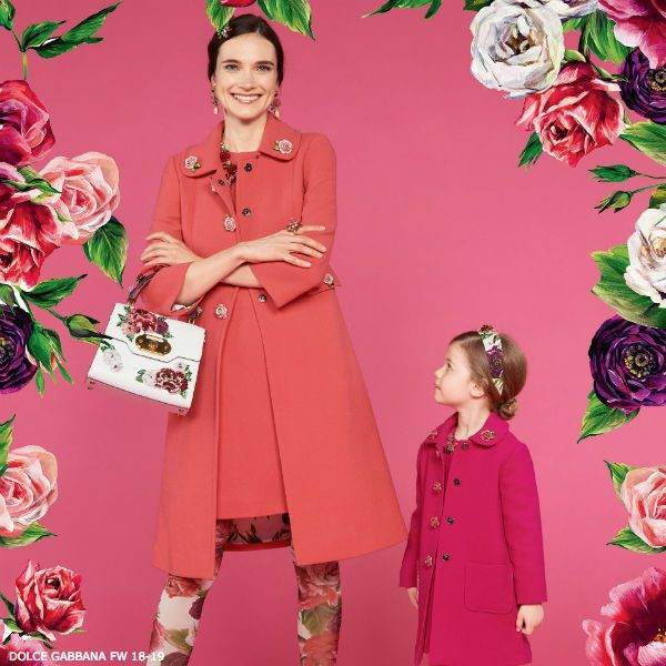 Dolce & Gabbana Girls Mini Me Pink LA VIE EN ROSE Wool Coat