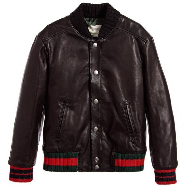 Mariah Carey's Twins Morocco Monroe - Gucci Kids Black Leather Jacket