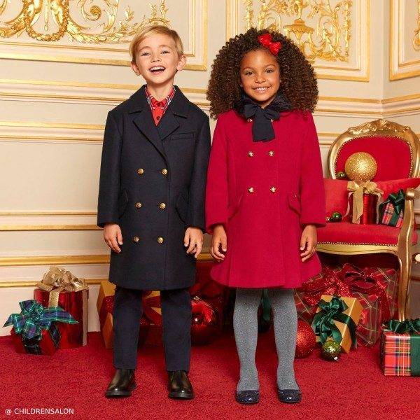 Burberry Kids Navy Blue Wool Coat & Dolce Petit Girls Red Coat