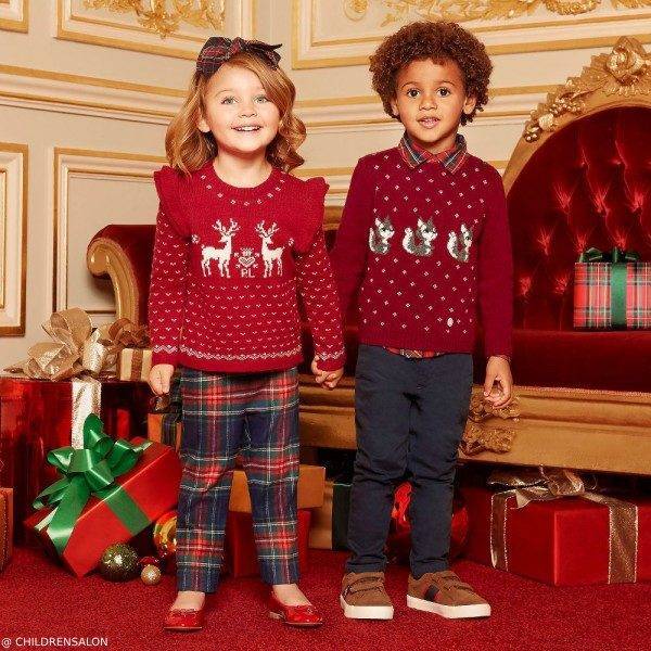 Polo Ralph Lauren Girls Red Rreindeer Knit Festive Sweaters