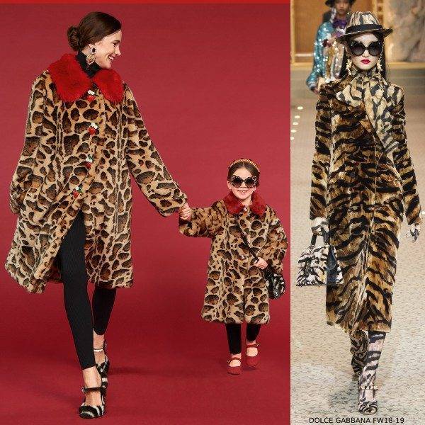 Dolce & Gabbana Girls Brown Leopard Mini Me Milano Central Coat