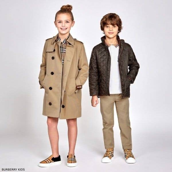 Burberry Kids Mayfair Beige Trench Coat 