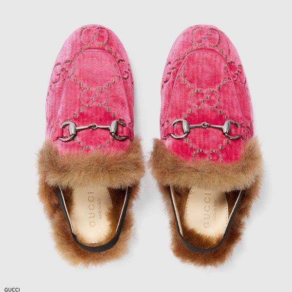 gucci pink fur slippers