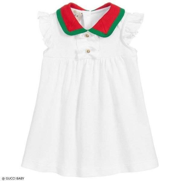 Gucci Kids Web-detailing cotton polo dress - White