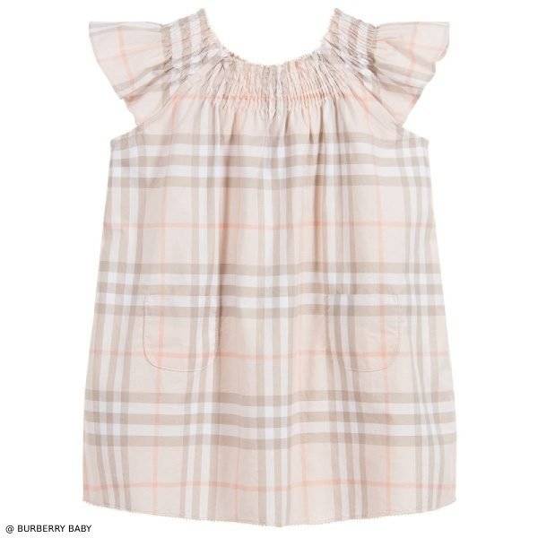 True Thompson - Burberry Baby Girls Pink Check Cotton Dress
