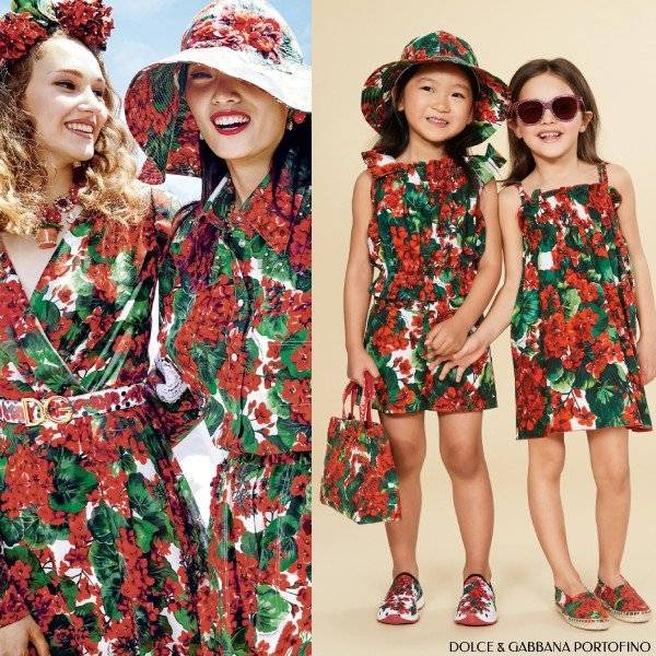 Dolce & Gabbana Girls Mini Me Red Flower Portofino Dress