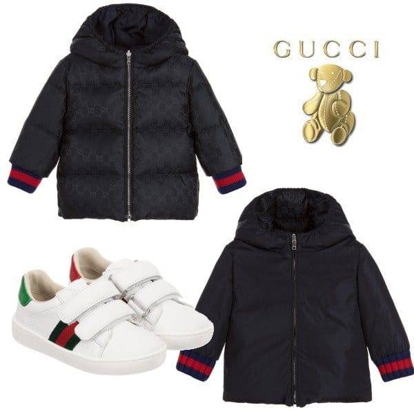 Gucci NWT Navy Boy's Child/Kids GG Monogram Puffer Coat Sz 4 Years