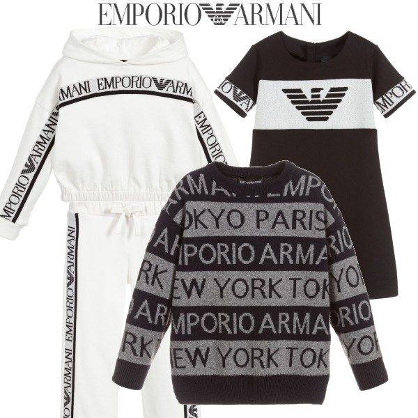 Emporio Armani Girl Black Logo Dress 