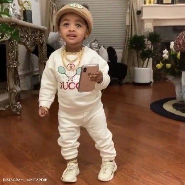 Cardi B's Daughter Kulture - Gucci Baby Ivory Tennis Sweatshirt