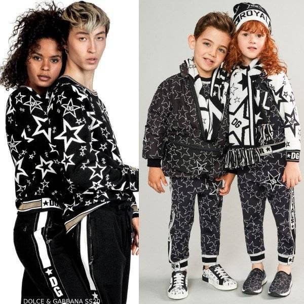 Dolce & Gabbana Kids Mini Me Black & White Millennials Star Jacket