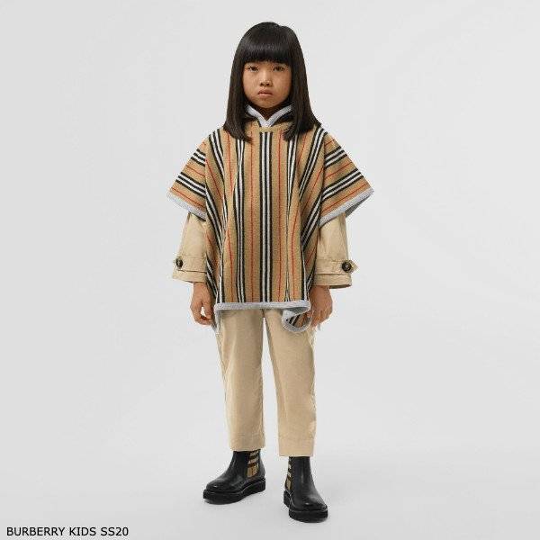 Burberry Kids Reversible Icon Stripe Merino Wool Hooded Poncho