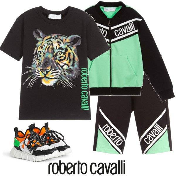 Roberto Cavalli Junior logo-embroidered long-sleeve shirt - Black