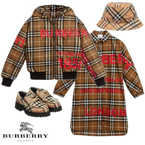 Burberry Girl Brown Horseferry Check Hooded Jacket & Oxford Shirt Dress
