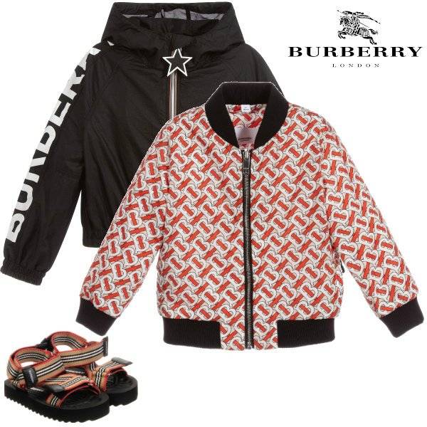 Royalty Brown - Burberry Kids Monogram Red Beige Bomber Jacket