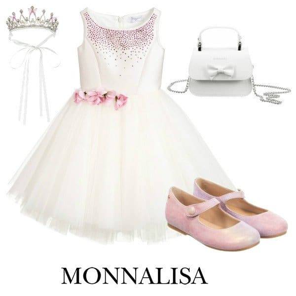 Monnalisa crystal-embellished tulle dress - Pink