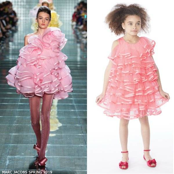 LITTLE MARC JACOBS Girls Mini Me Pink Tulle Silk Ribbon Party