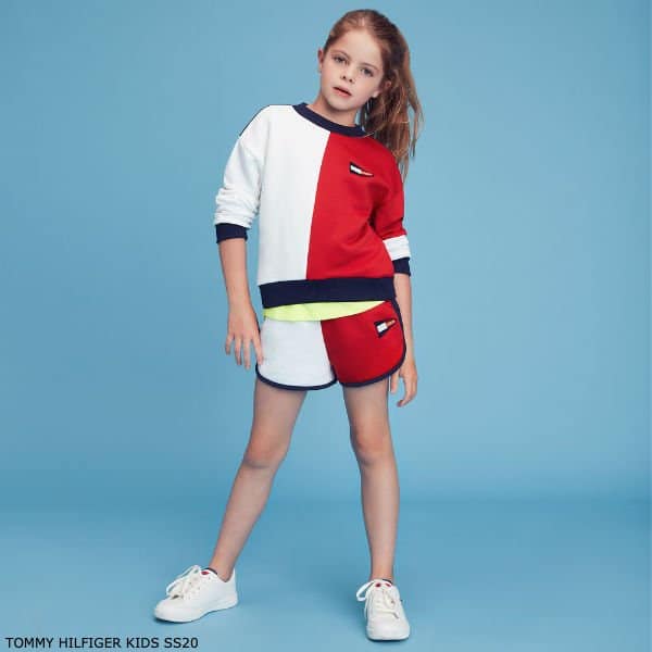 Tommy Hilfiger Kids Girls Red, White & Blue Sweatshirt & Shorts