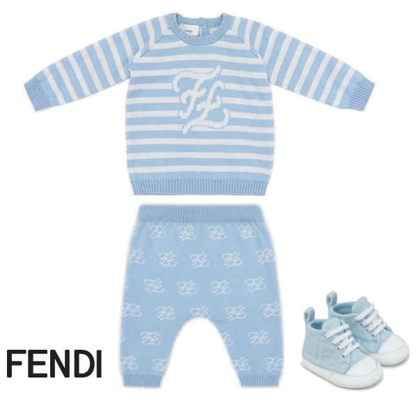 Fendi Boys Special Edition Blue Cotton FF Logo Sweatsuit
