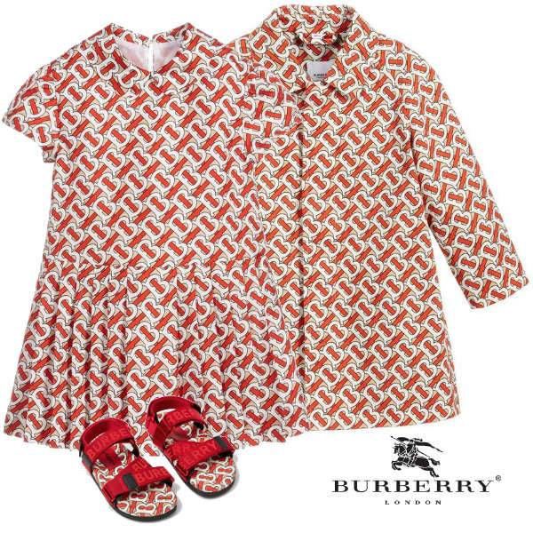 Burberry Kids Girls Mini Me Red Monogram Silk Party Dress