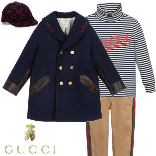 Gucci Double G Embroidery Wool Coat