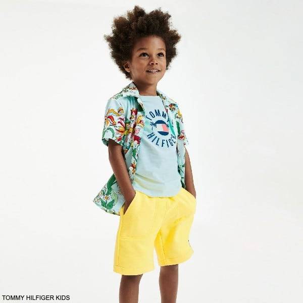BOSS Kidswear palm-tree cotton T-Shirt - Blue
