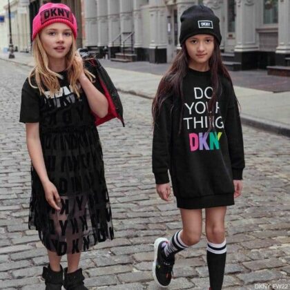DKNY Kids Girls Black Tulle Sleeve Dress Green Camouflage Leggings