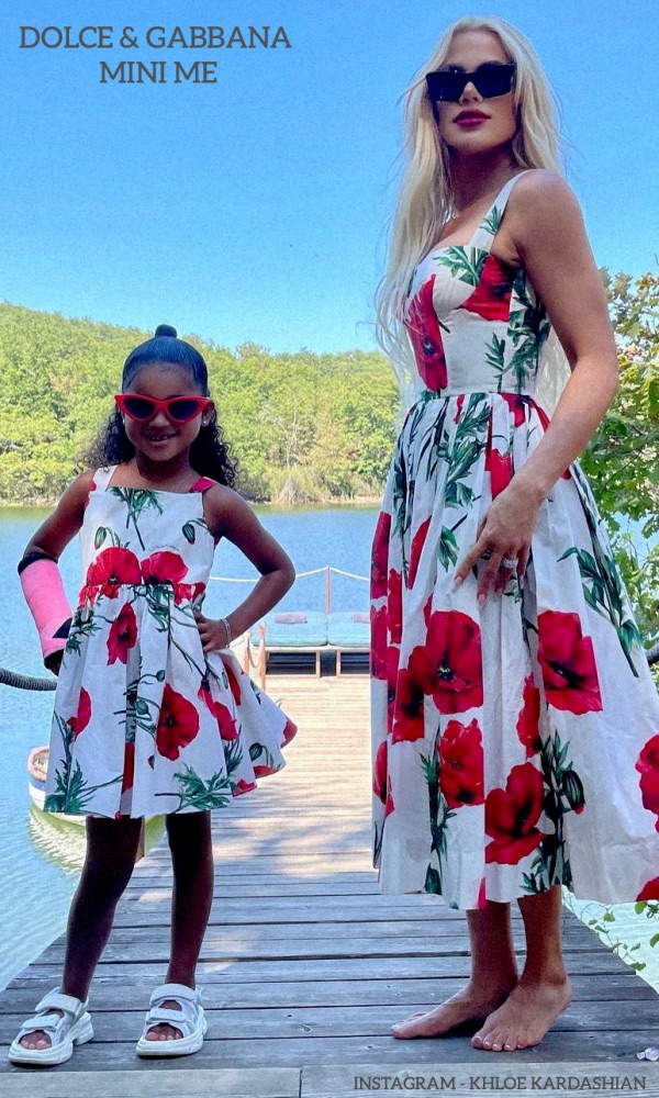 Khloe Kardashian True Thompson Dolce & Gabbana Girls Red Poppy Dress